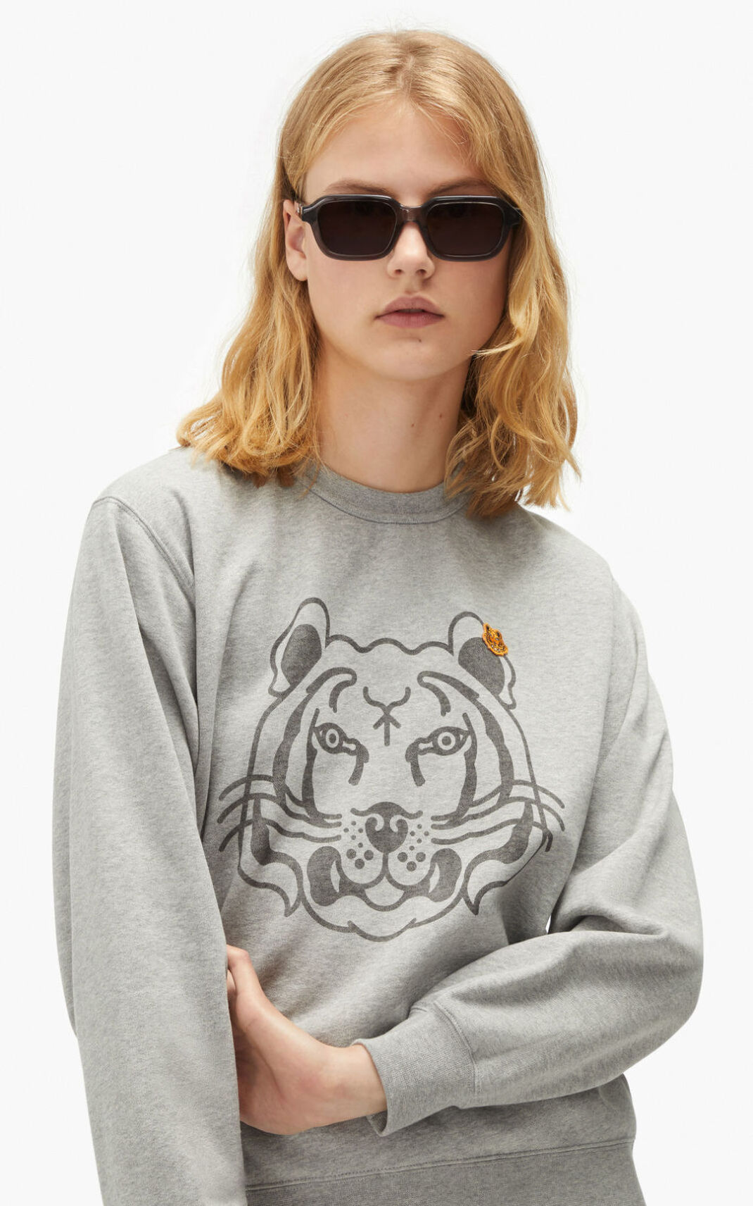 Kenzo K Tiger Sudadera Mujer Gris | 0314896-JA